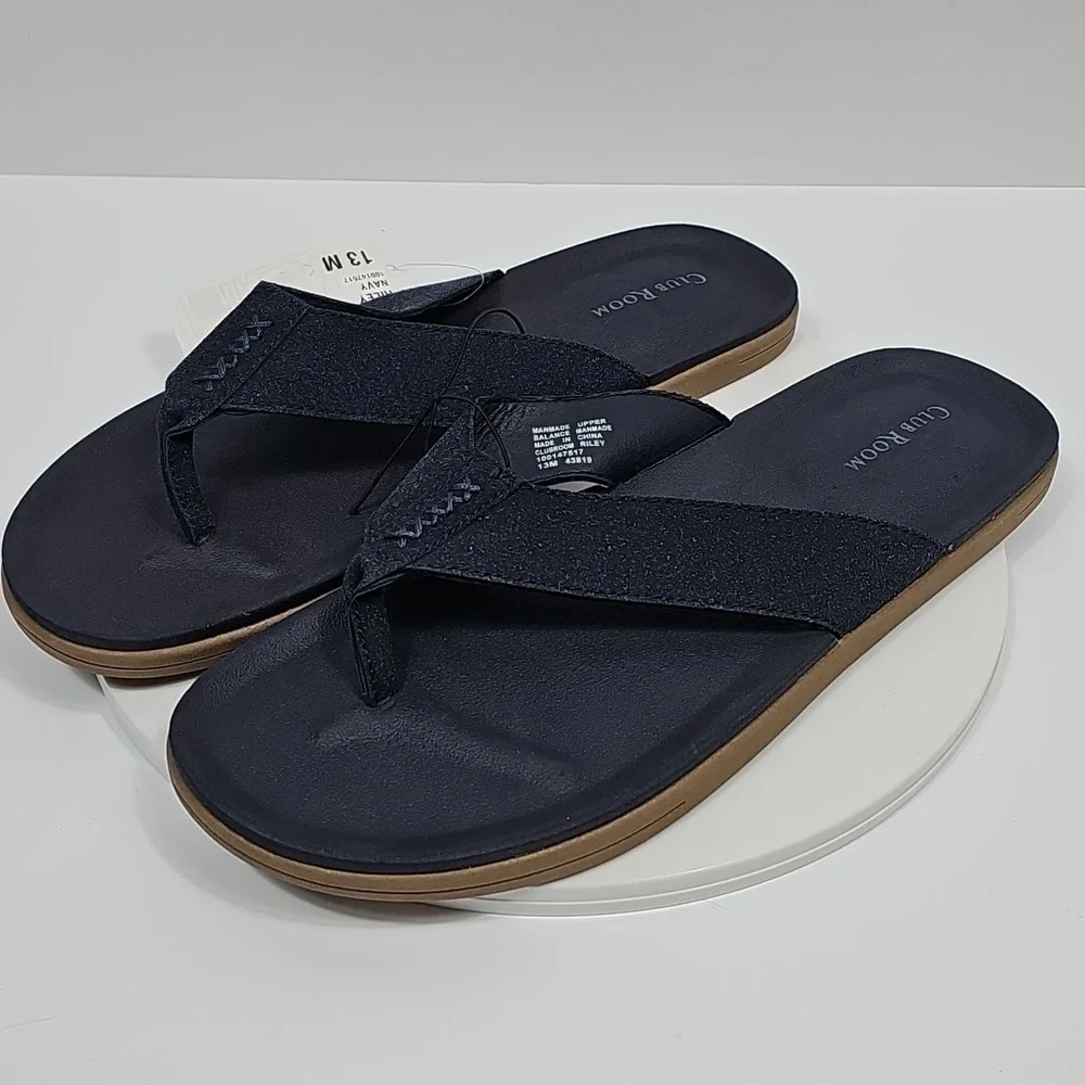 Club Room Riley Flip Flop Sandals Navy Comfort Thong Slides 13M NWT Beach Resort